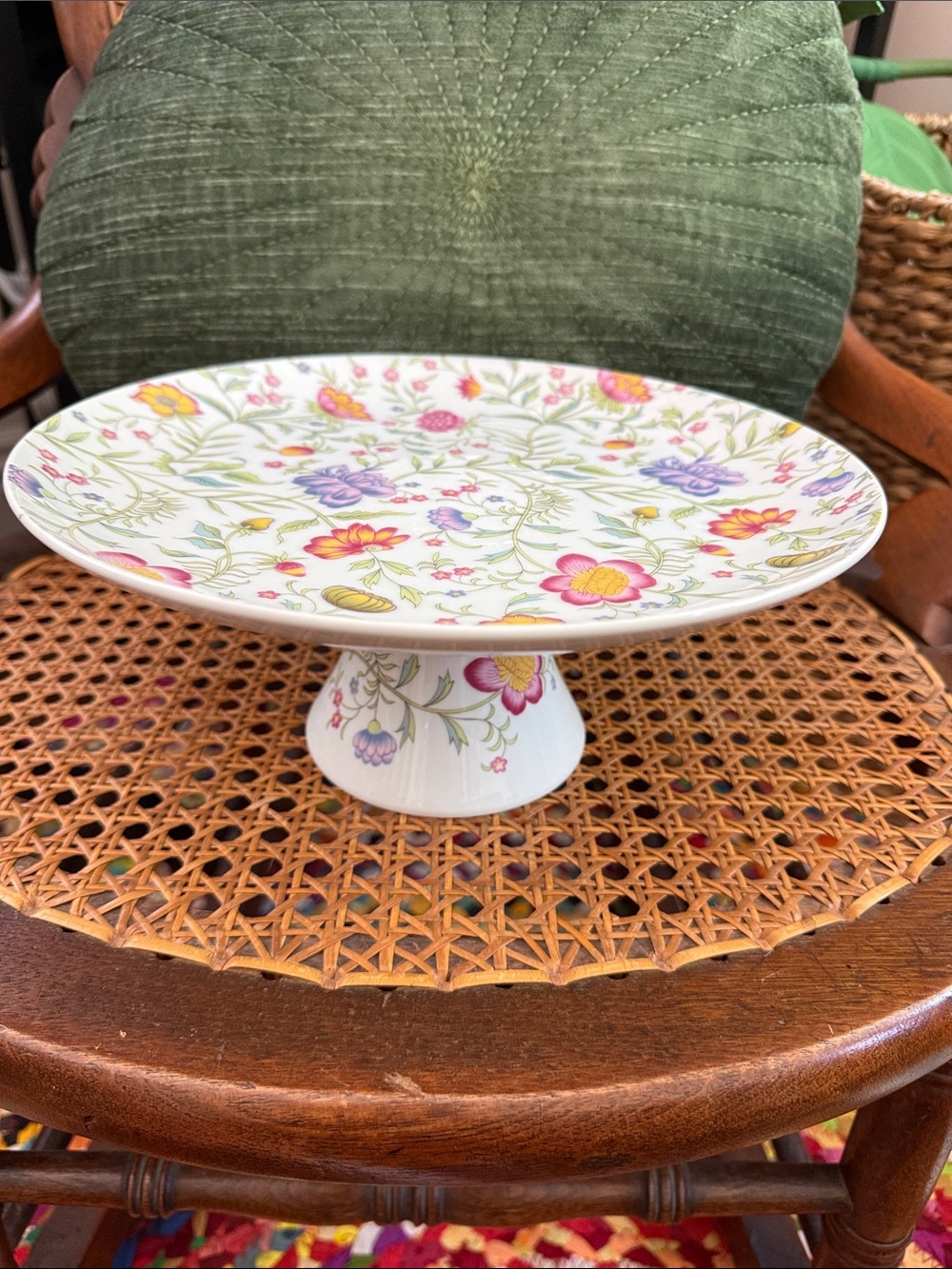 Vintage Avignon Toscany Japan China Garden Cottage Floral Pedestal Cake Stand